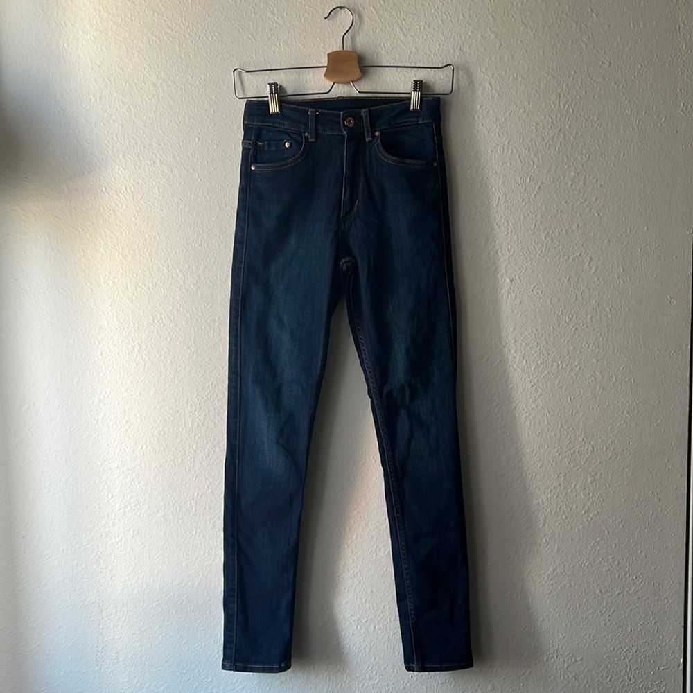 H&M Dark Blue Mid-high Waisted Skinny Jeans, Size 26